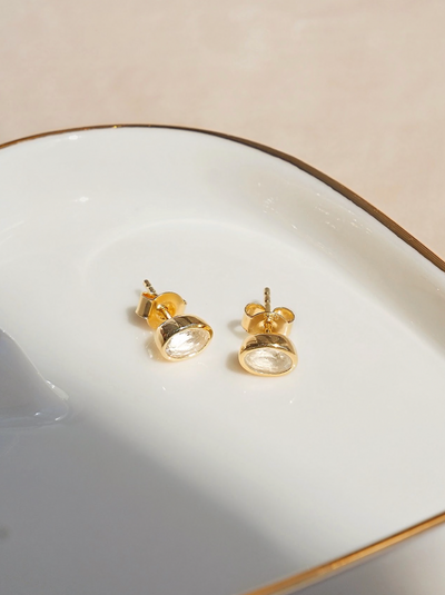 Bezel Oval Studs - The Cross Decor & Design