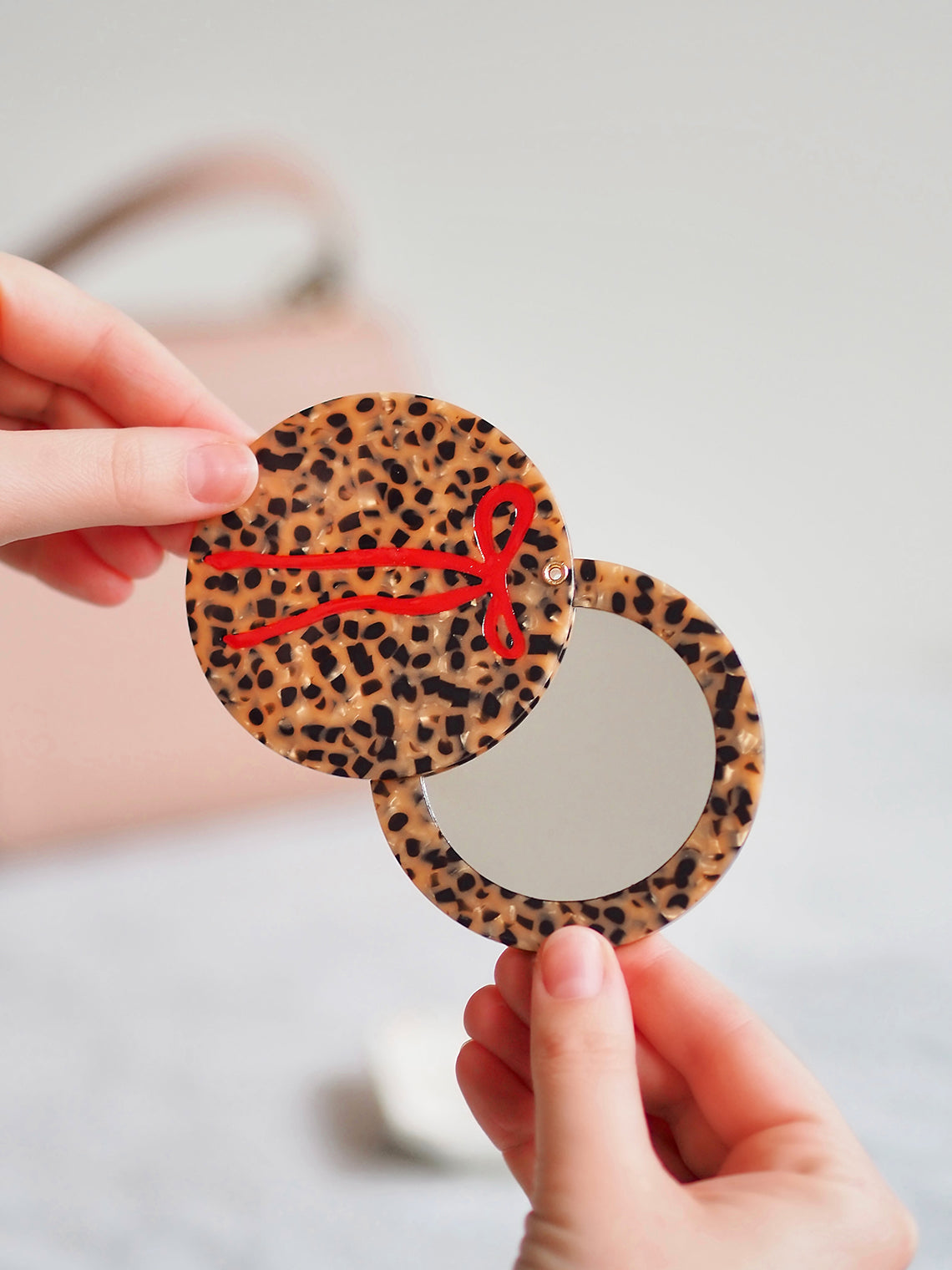 Leopard Bow Compact Mirror