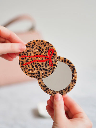 Leopard Bow Compact Mirror