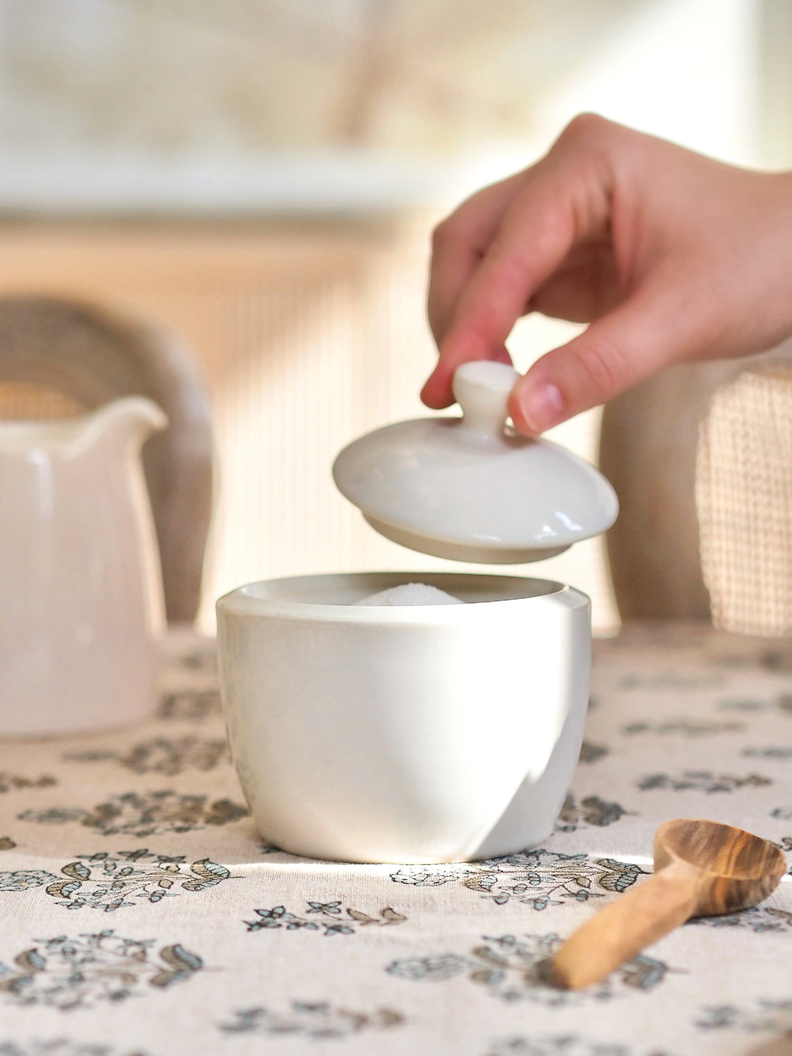 Kiran White Sugar Pot - The Cross Decor & Design