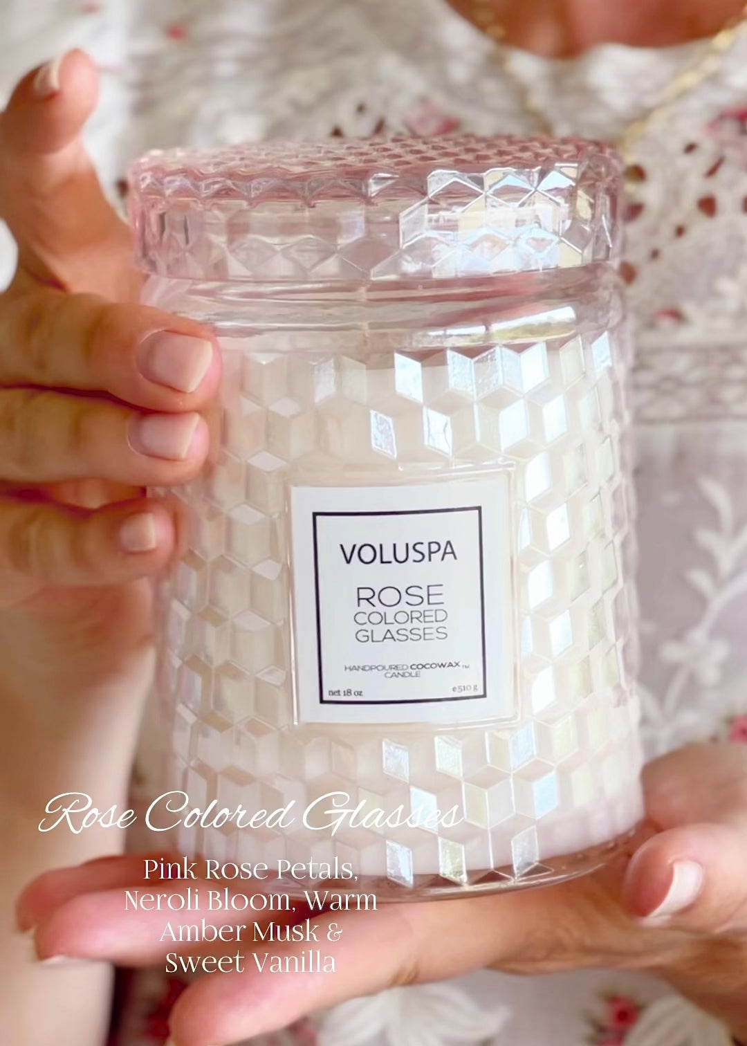 Rose Coloured Glass Jar Candle | Large