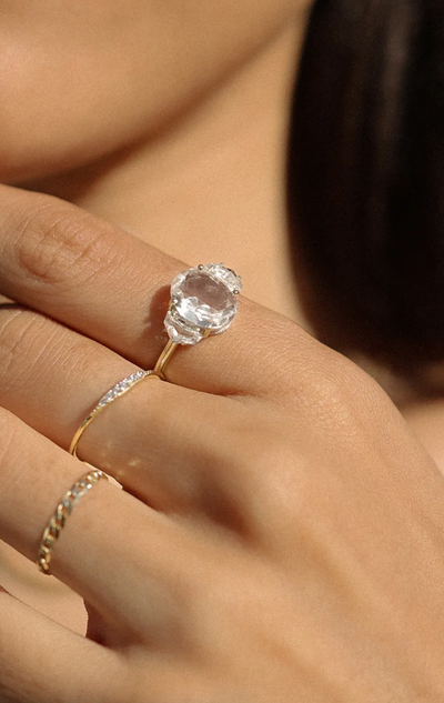 Epaulette Bold White Topaz Ring - The Cross Decor & Design