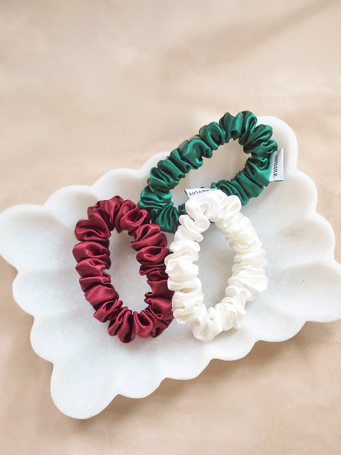 Mistletoe Silk Mini Scrunchie Set