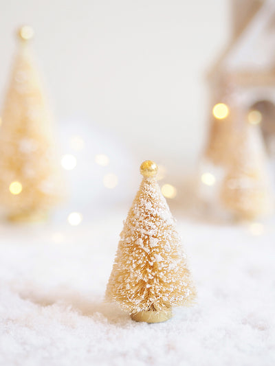 Gold Jewel Bottle Brush Tree 4" - The Cross Decor & Design