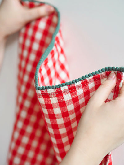 Festive Red Gingham Tea Towel