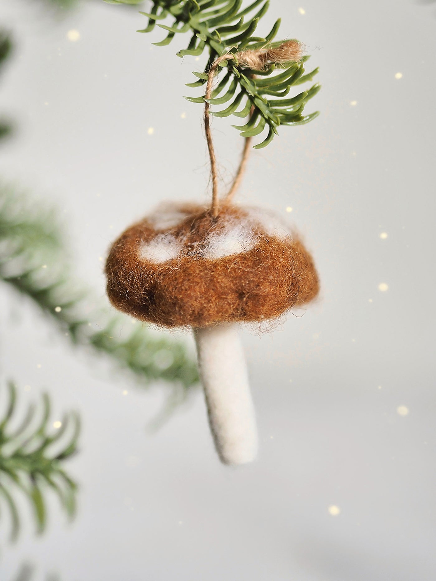 Felt Dotted Mushroom Ornament | Brown