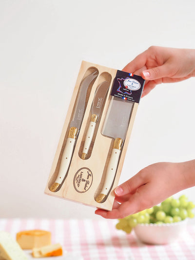 Laguiole Gold & Ivory Cheese Set - The Cross Decor & Design