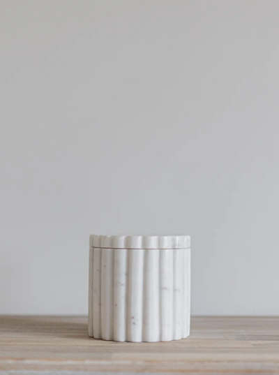 White Marble Fluted Jar