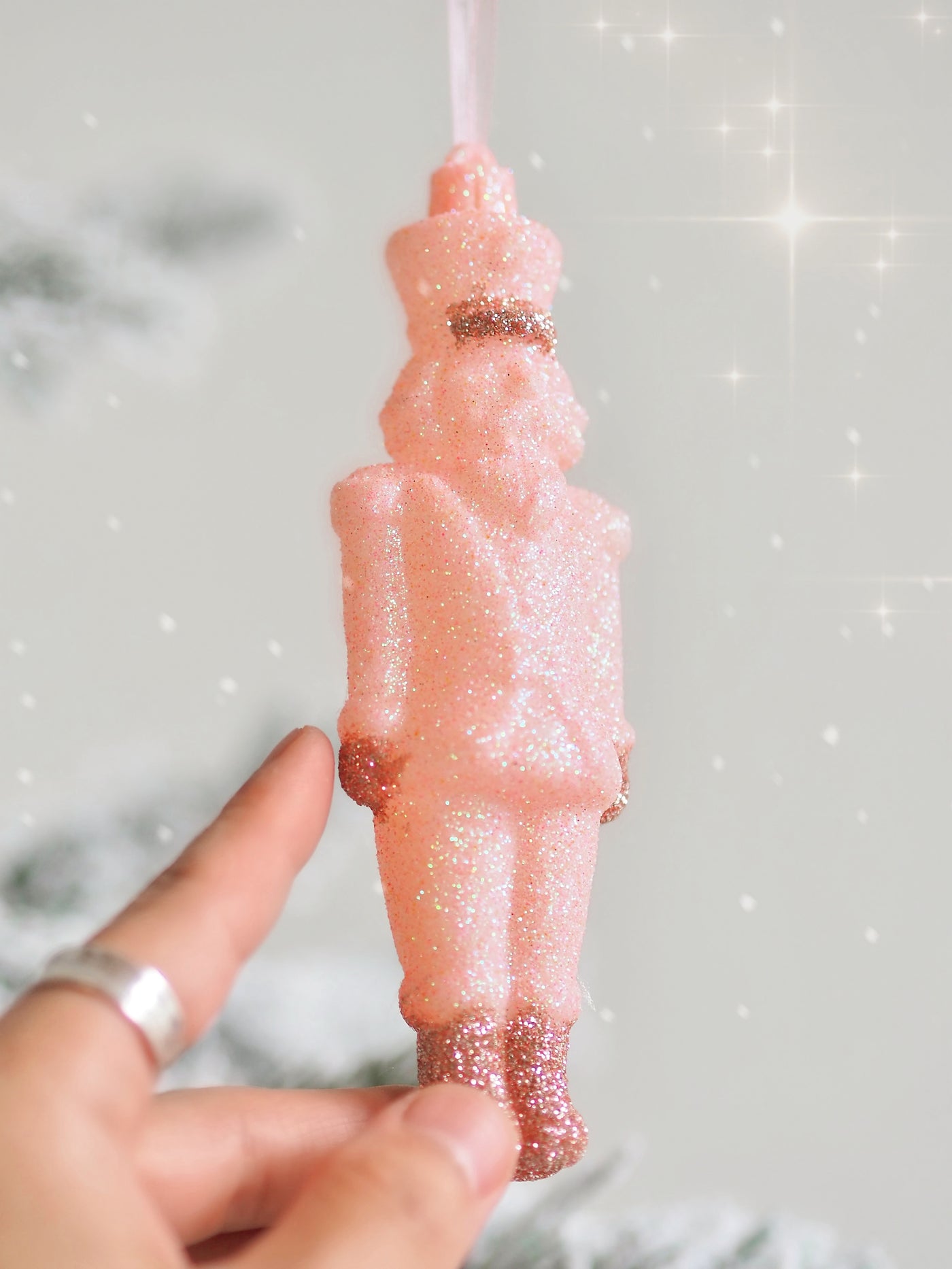Pink Glitter Soldier Ornament