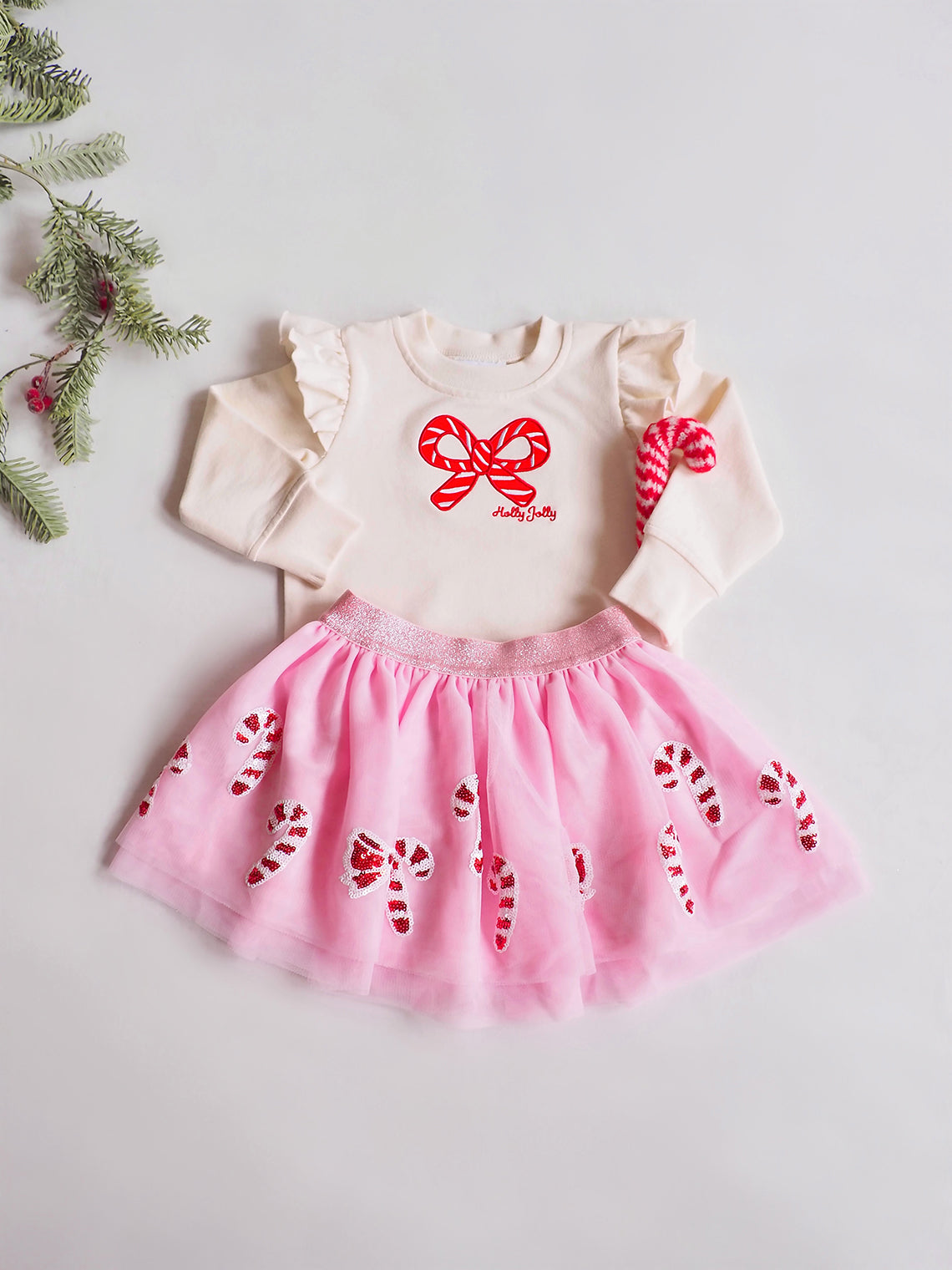 Candy Canes Ruffle Sweatshirt