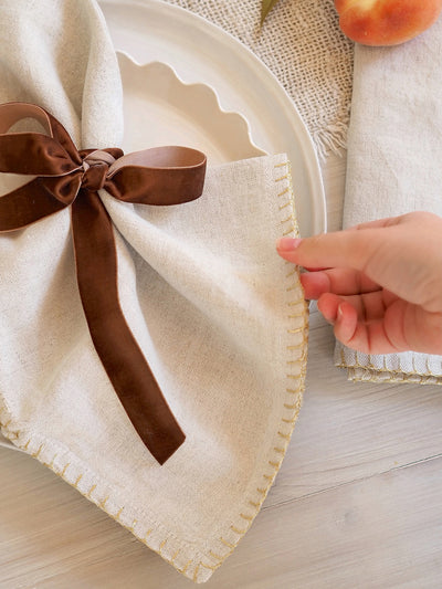 Luma Stitched Grey Linen Napkin