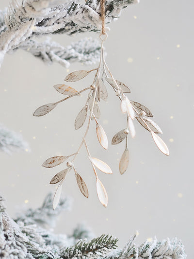 White Rustic Mistletoe Ornament