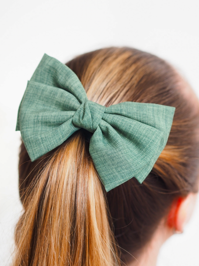 Linné Bow French Barrette Hair Clip | Green