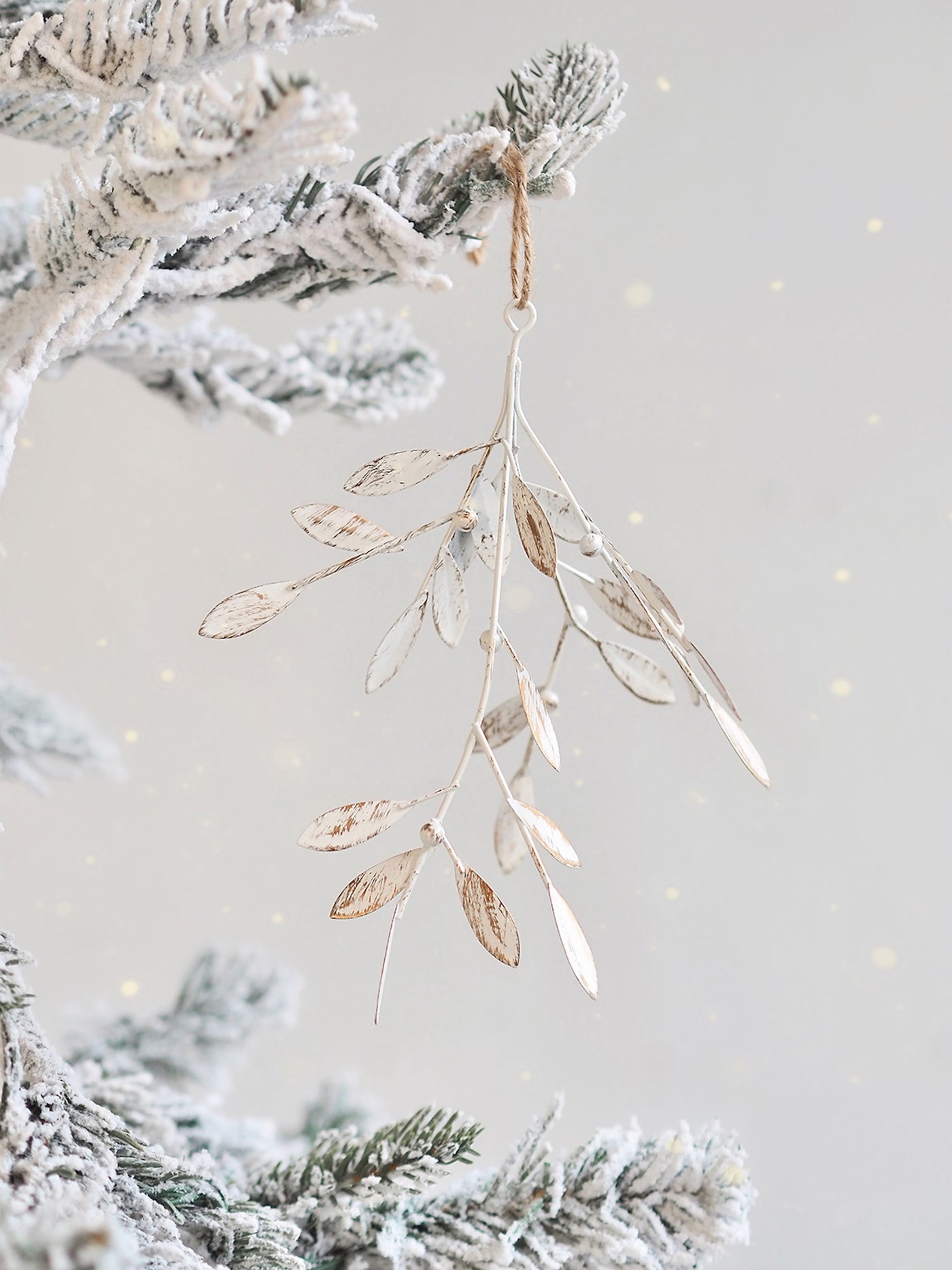 White Rustic Mistletoe Ornament