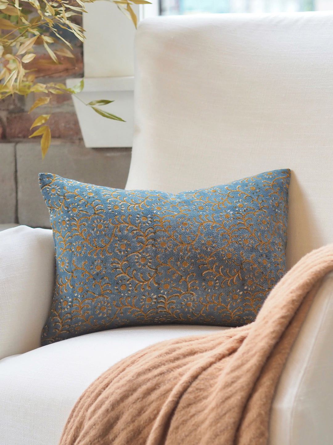 Kochin Teal Mustard Pillow 14x20 The Cross Living