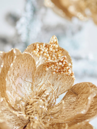 Gold Magnolia Clip-On Ornament - The Cross Decor & Design
