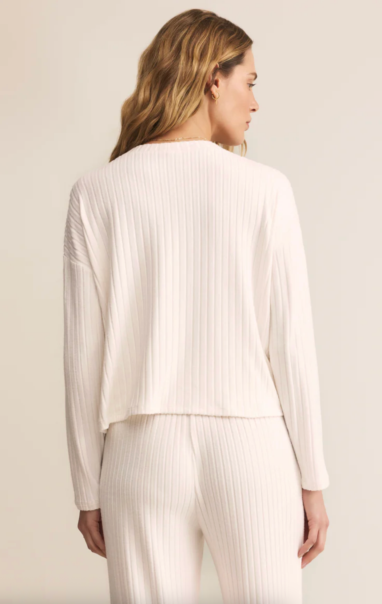 Cream Ribbed Cardigan