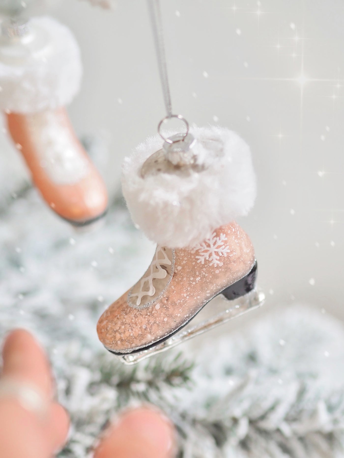 Snowy Pink Ice Skate Ornament