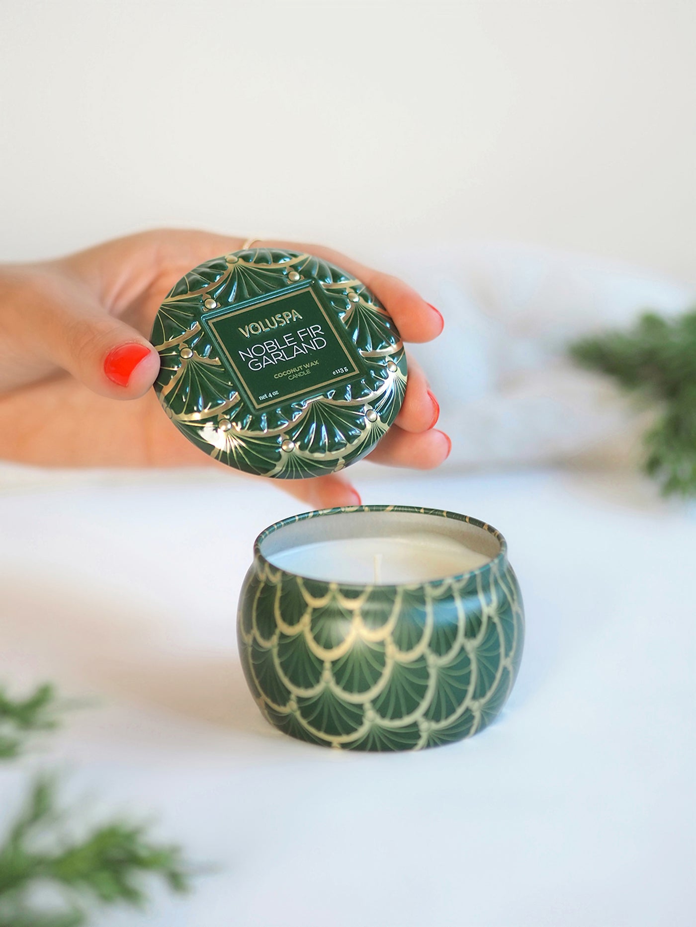Noble Fir Garland Mini Tin Candle - The Cross Decor & Design