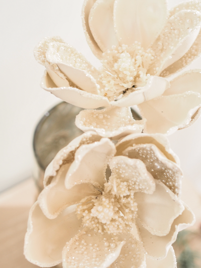 White Pearl Beaded Magnolia Pick - The Cross Decor & Design