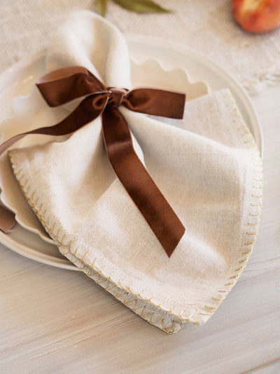 Luma Stitched Grey Linen Napkin