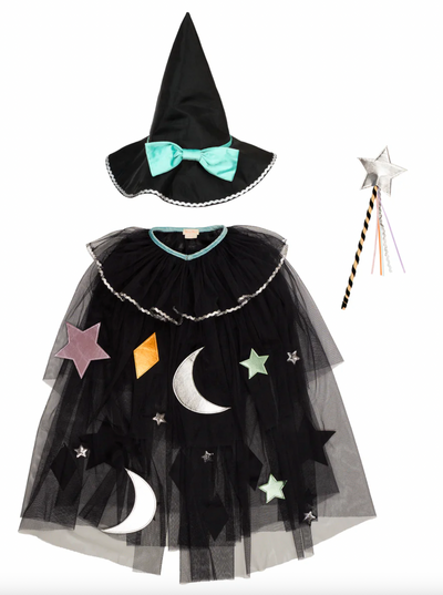 Tulle Appliqu Witch Cape, Hat & Wand