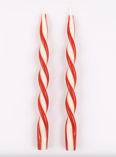 Red Stripe Twist Candles