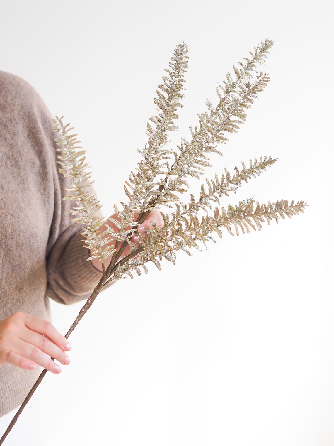 Silver Glitter Pine Stem - The Cross Decor & Design