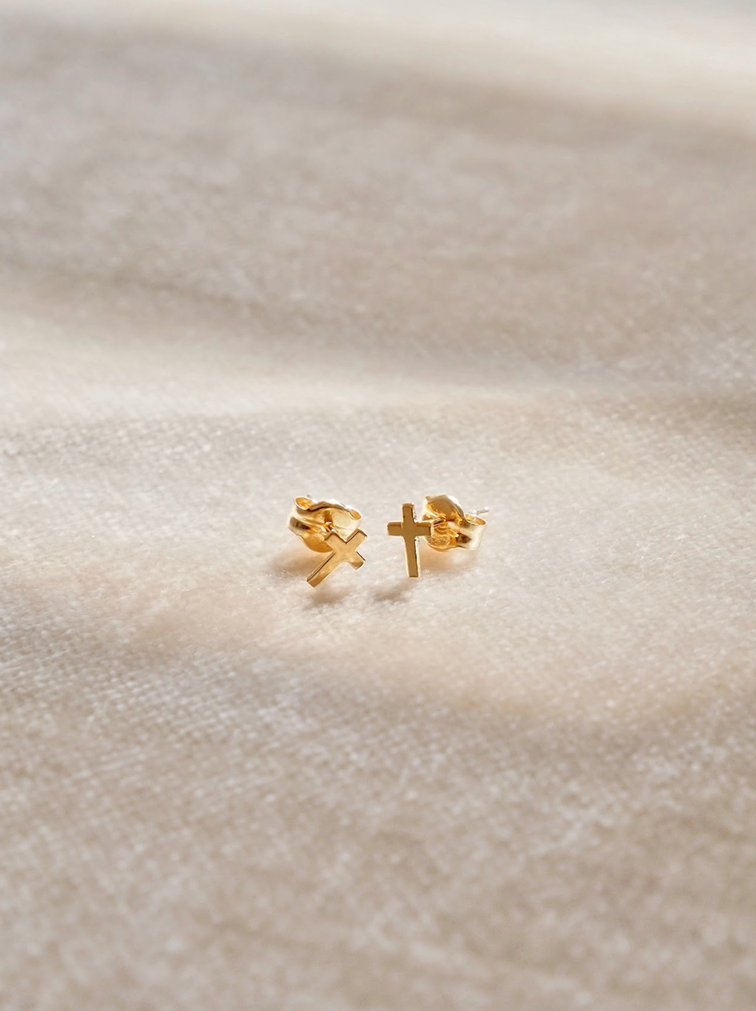 Tiny Cross Studs | 10K Gold - The Cross Decor & Design