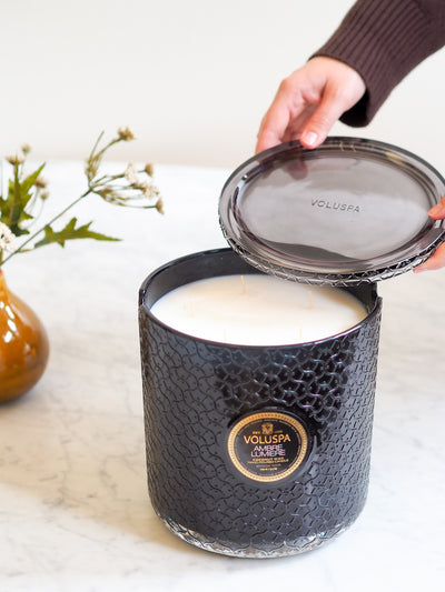 Ambre Lumiere 5 Wick Hearth Candle - The Cross Decor & Design