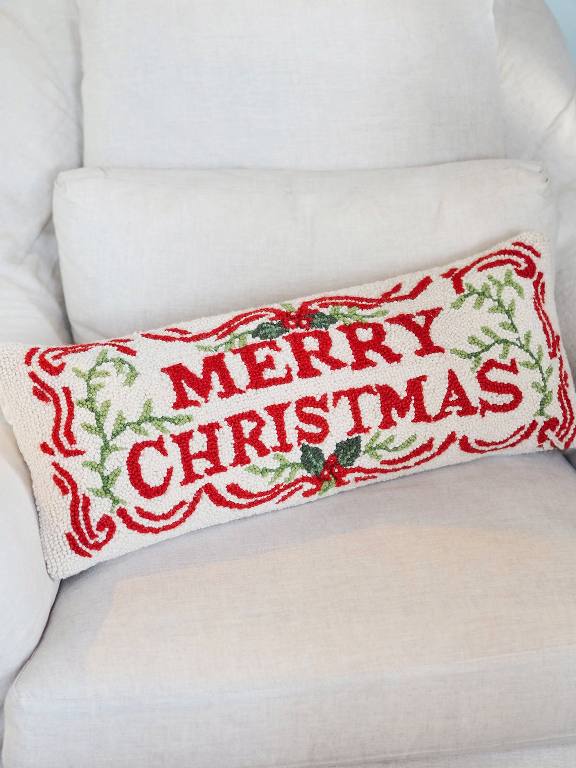 Merry Christmas Kate Mcrostie Hook Pillow 10x26