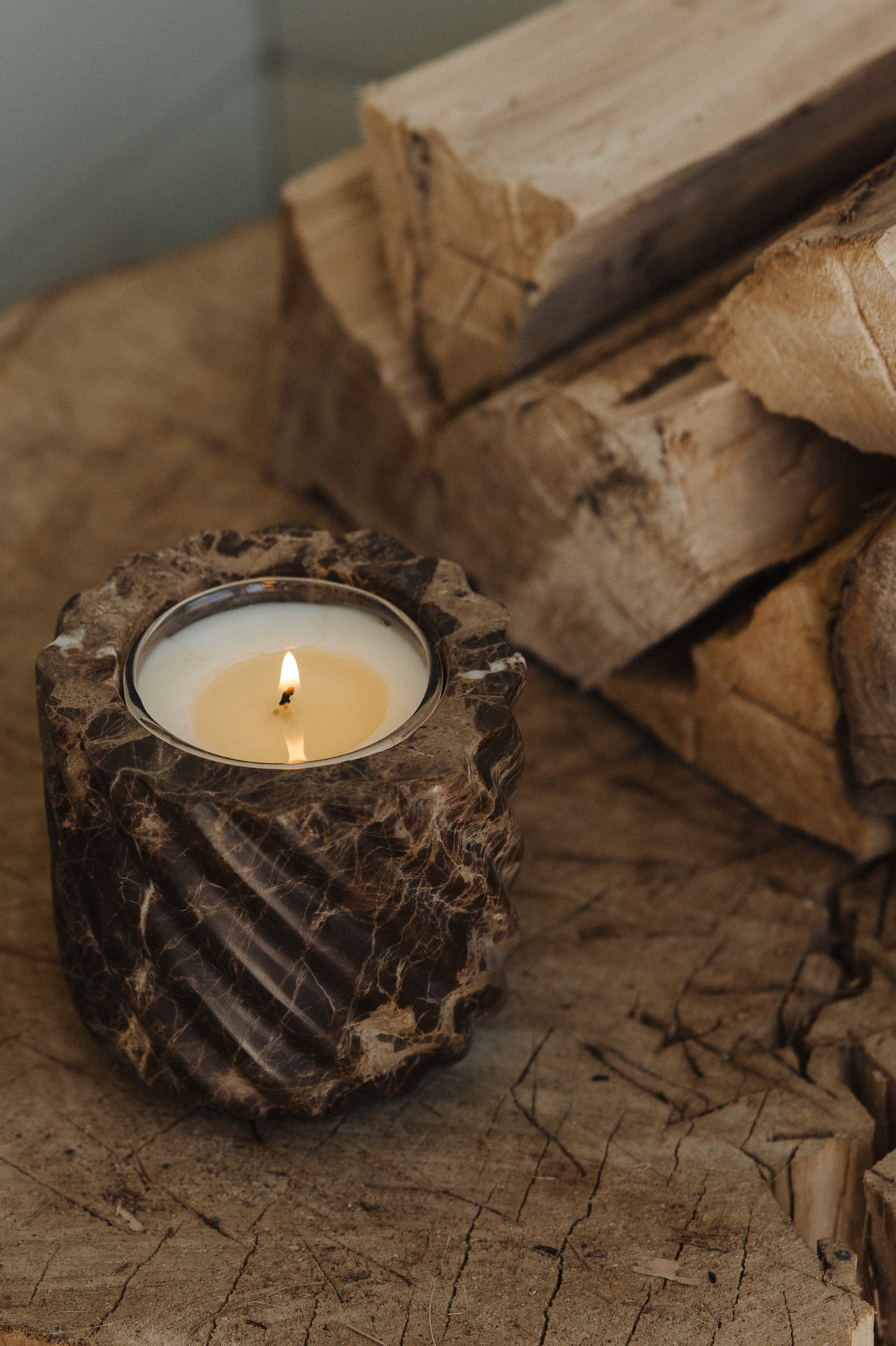 Brown Emporador Marble Roped Refillable Vessel