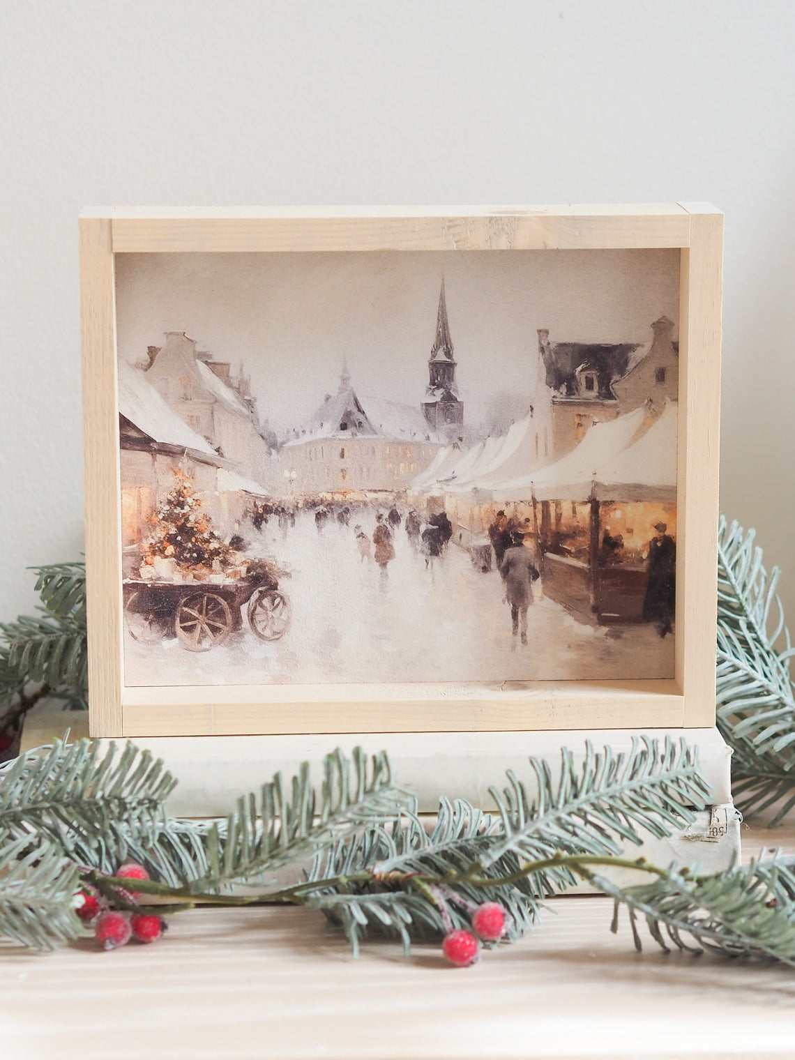 Vintage Christmas Market Framed Print 8.5"x7" - The Cross Decor & Design