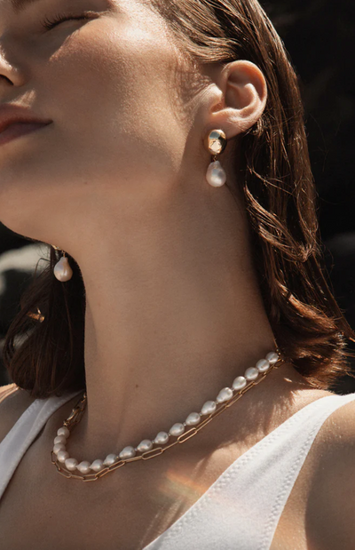 Rosette Pearl Earrings - The Cross Decor & Design
