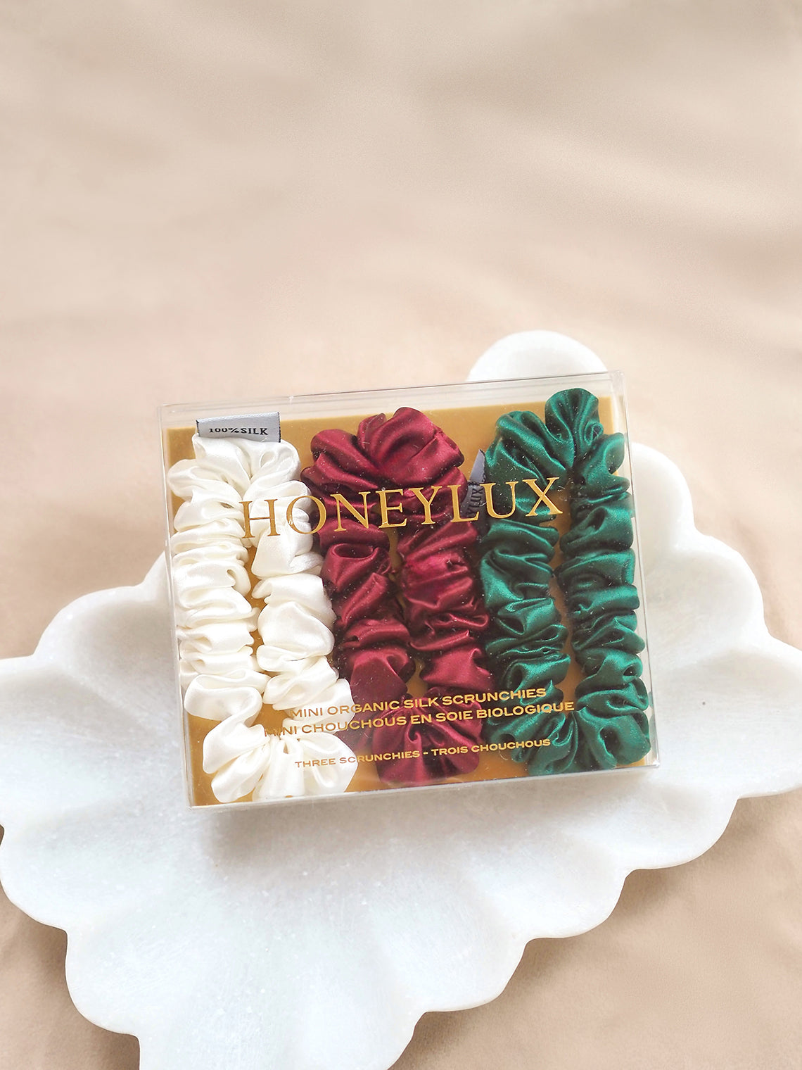 Mistletoe Silk Mini Scrunchie Set