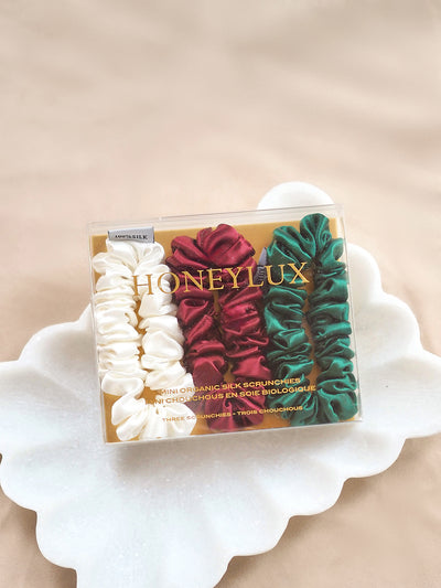 Mistletoe Silk Mini Scrunchie Set