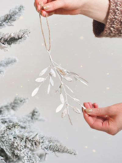 White Rustic Mistletoe Ornament
