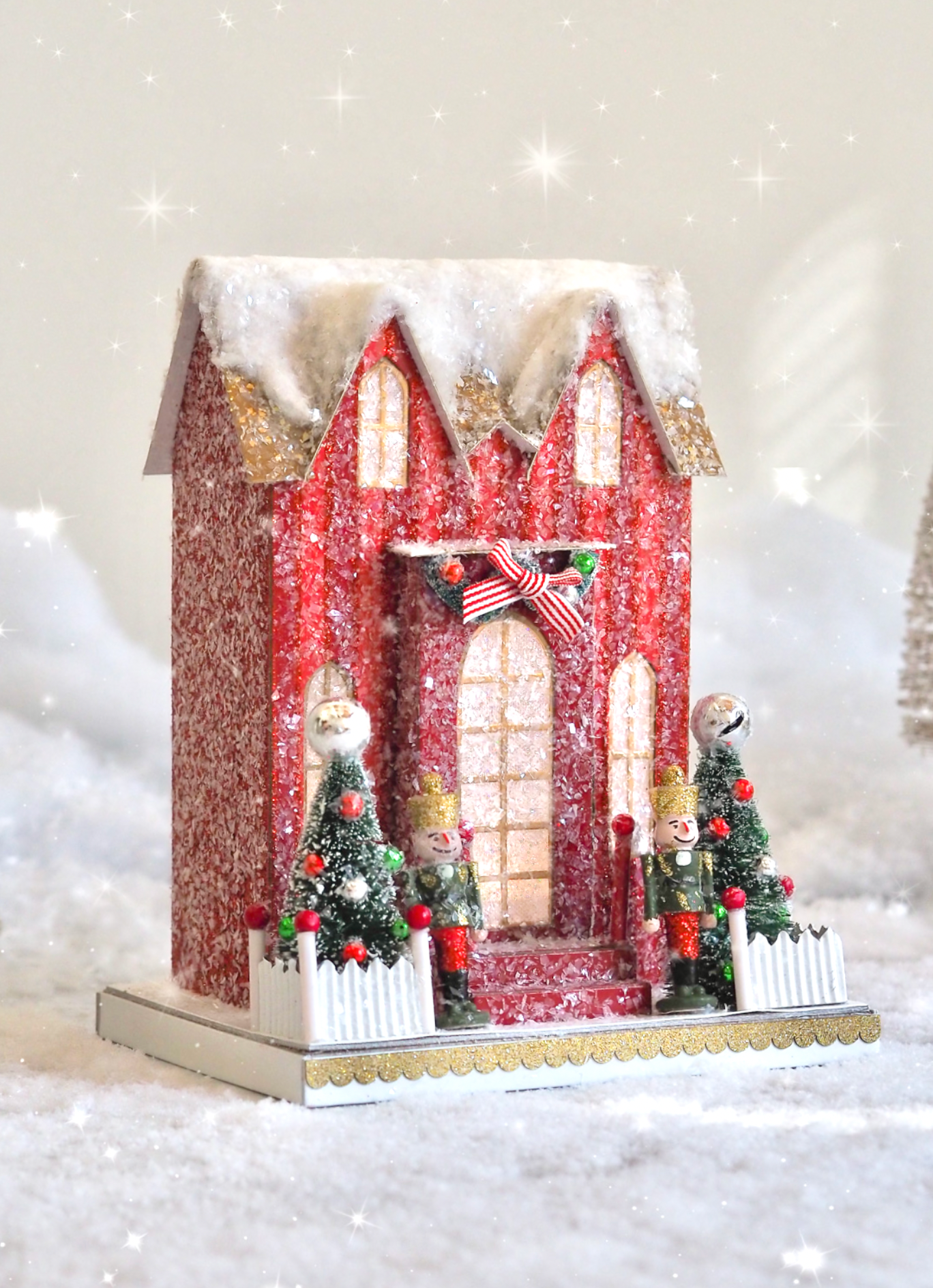 Elegant Red Stripe Manor | Battery Operated