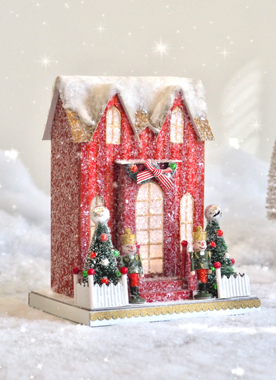 Elegant Red Stripe Manor | Battery Operated