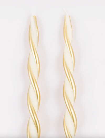 Gold Stripe Twist Candles