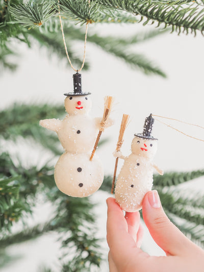 Cotton Snowman Ornament | Double