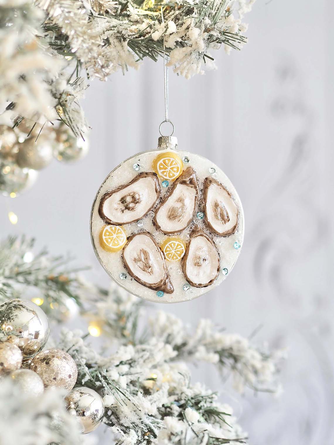 Plated Oysters on Ice Ornament