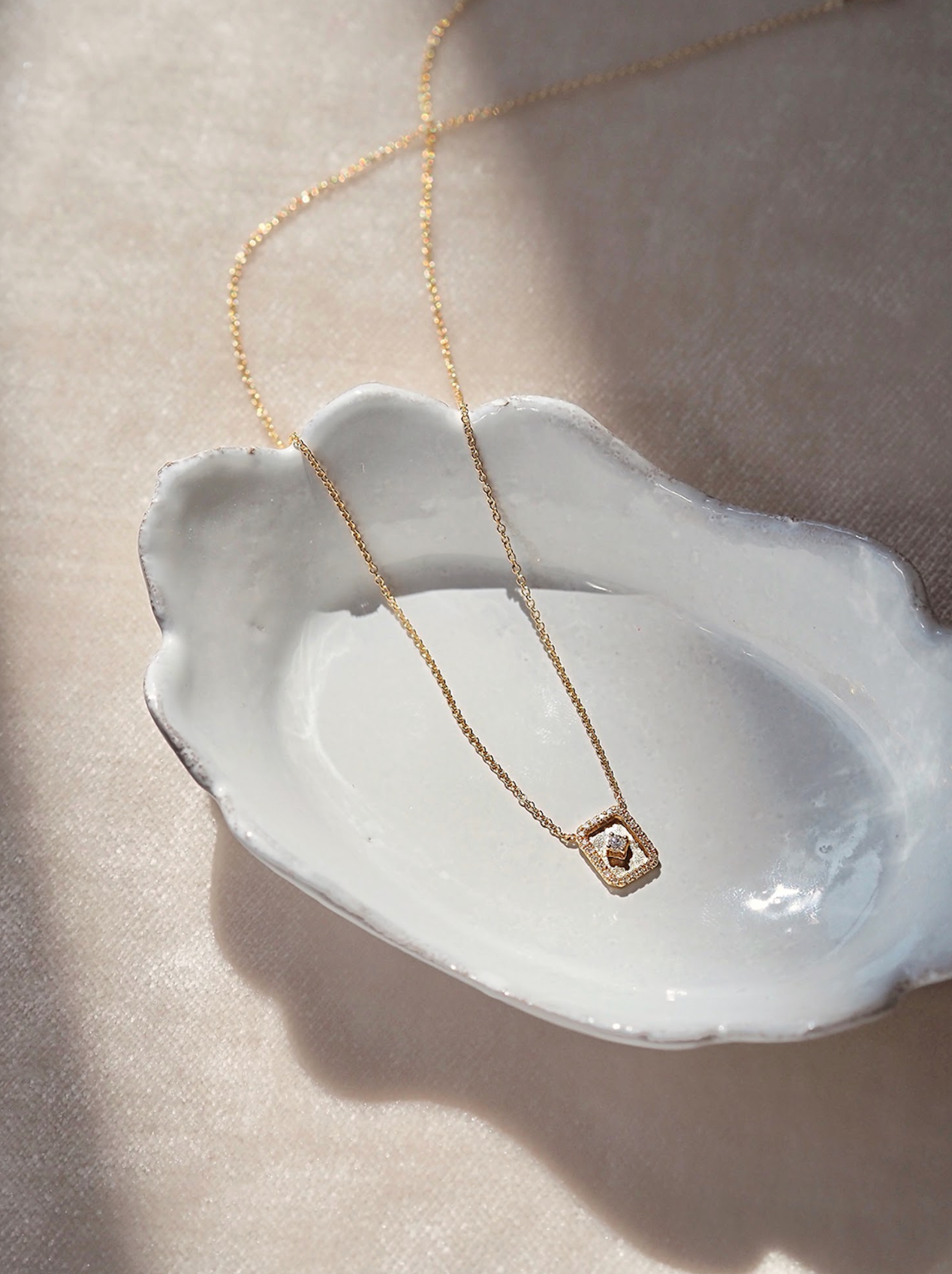 Mirror Diamond Necklace | 14K Gold - The Cross Decor & Design