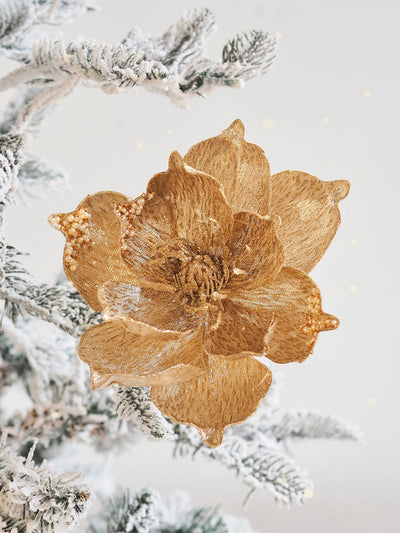 Gold Magnolia Clip-On Ornament - The Cross Decor & Design
