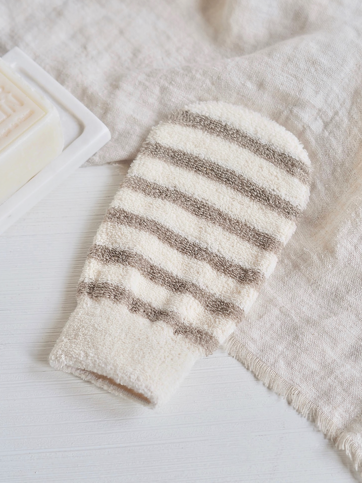 Belle de Provence Striped Bath Mitt - The Cross Decor & Design