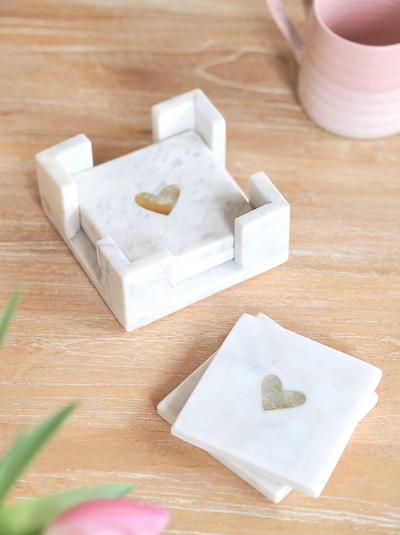 Corazon Marble Coaster Set - The Cross Decor & Design