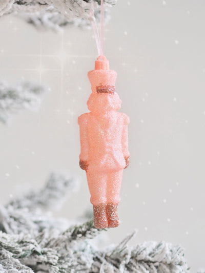 Pink Glitter Soldier Ornament