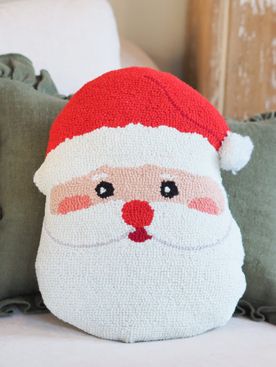 Santa Face Hook Pillow 12x16