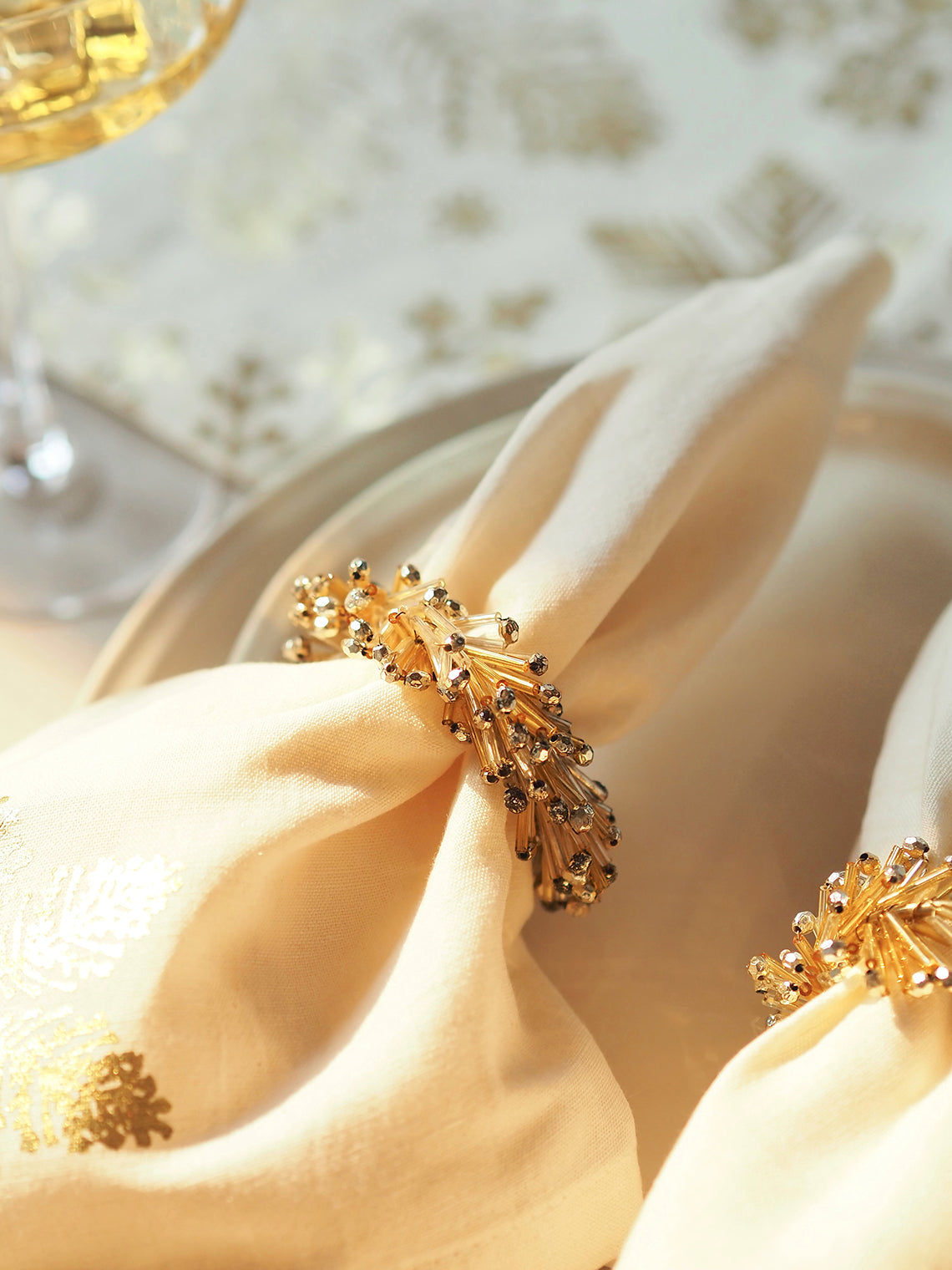 Gold Beaded Napkin Ring