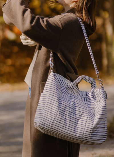Navy Blue Stripe Diaper Bag - The Cross Decor & Design